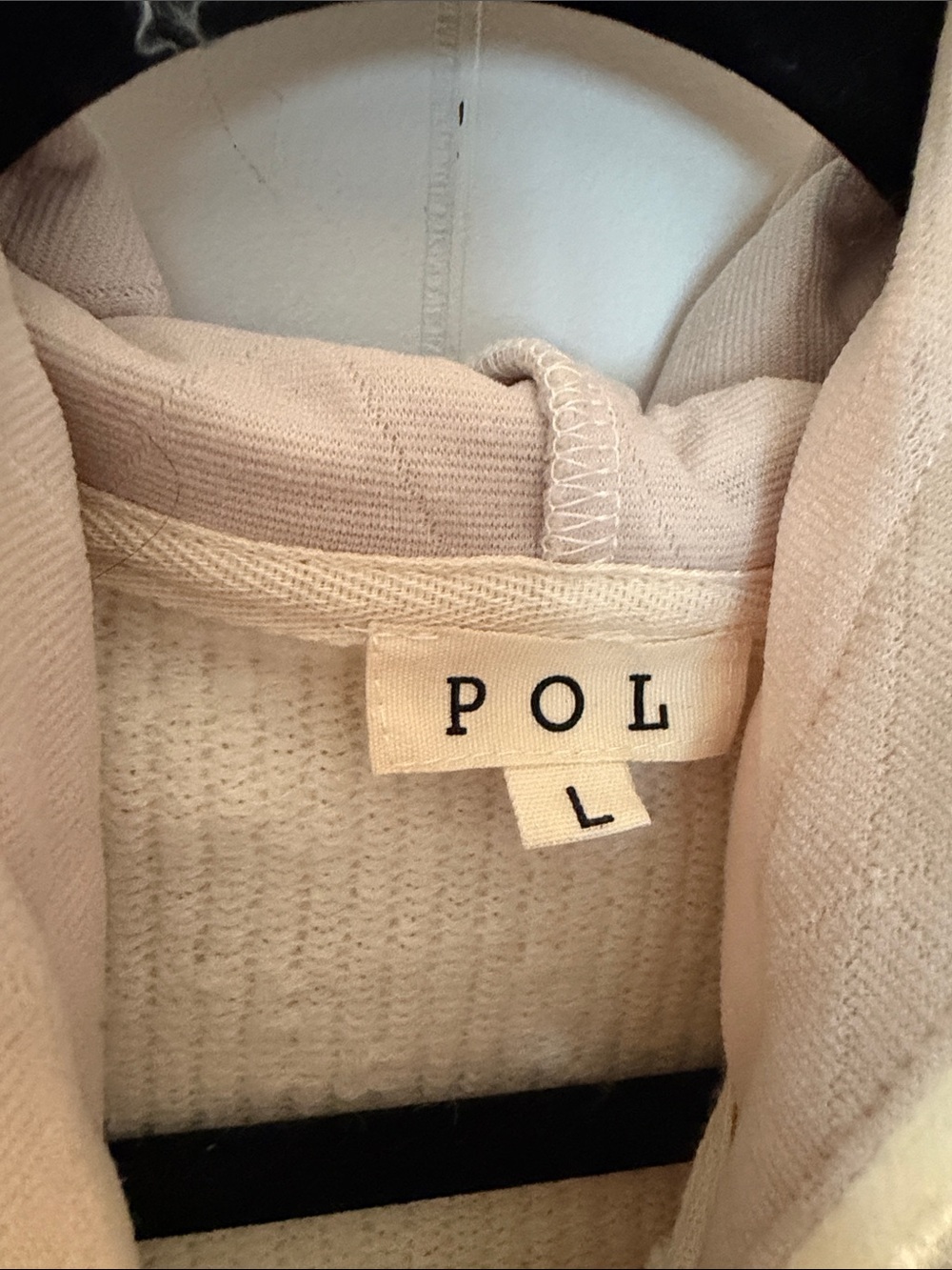 POL Quilted Contrast Hooded Jacket in Cream & Taupe Size L - Picture 3 of 14